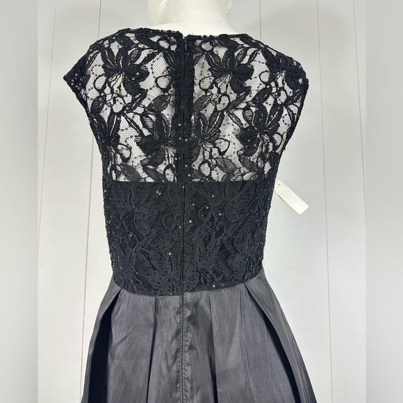 NEW One By Eight Sz 6 Black Tulle Lace Sequin Formal Cocktail Midi Dress Womens - Picture 7 of 11